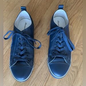 Burnetie Men’s Leather Blue Ox Vintage Low Top Sneakers(12)